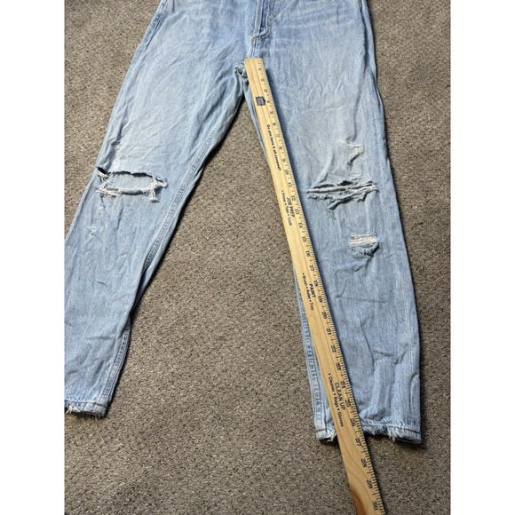 AGOLDE Riley Jeans Womens 29 High Rise Straight Distressed Light Blue Wash Denim - Picture 7 of 9